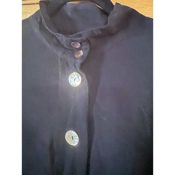 GERTIES Black Tencel/Linen Blend Topper Coat - Size M, Made in USA lagenlook - Picture 4 of 9